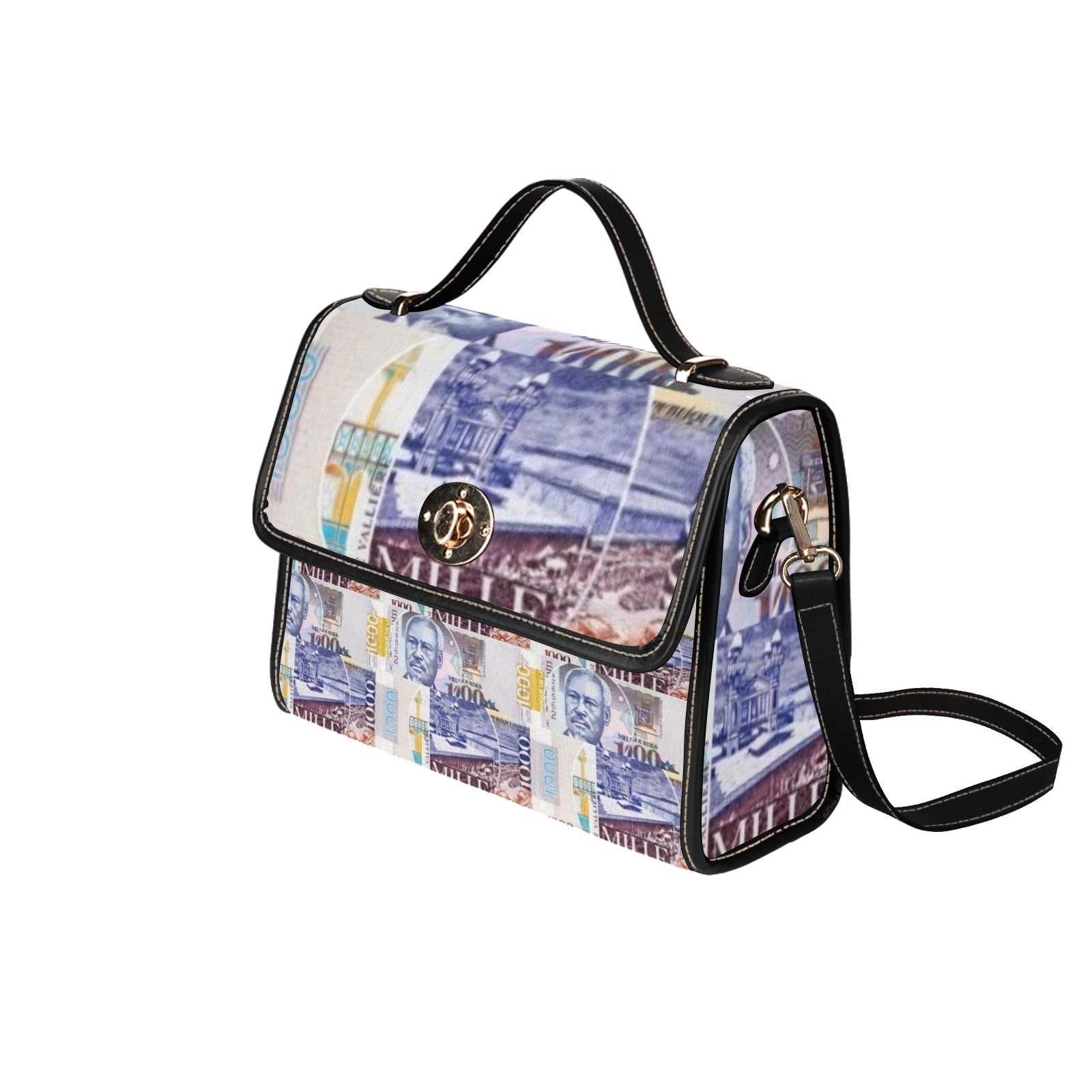 100 ts Waterproof Canvas Bag-Black (All Over Print) (Model 1641)