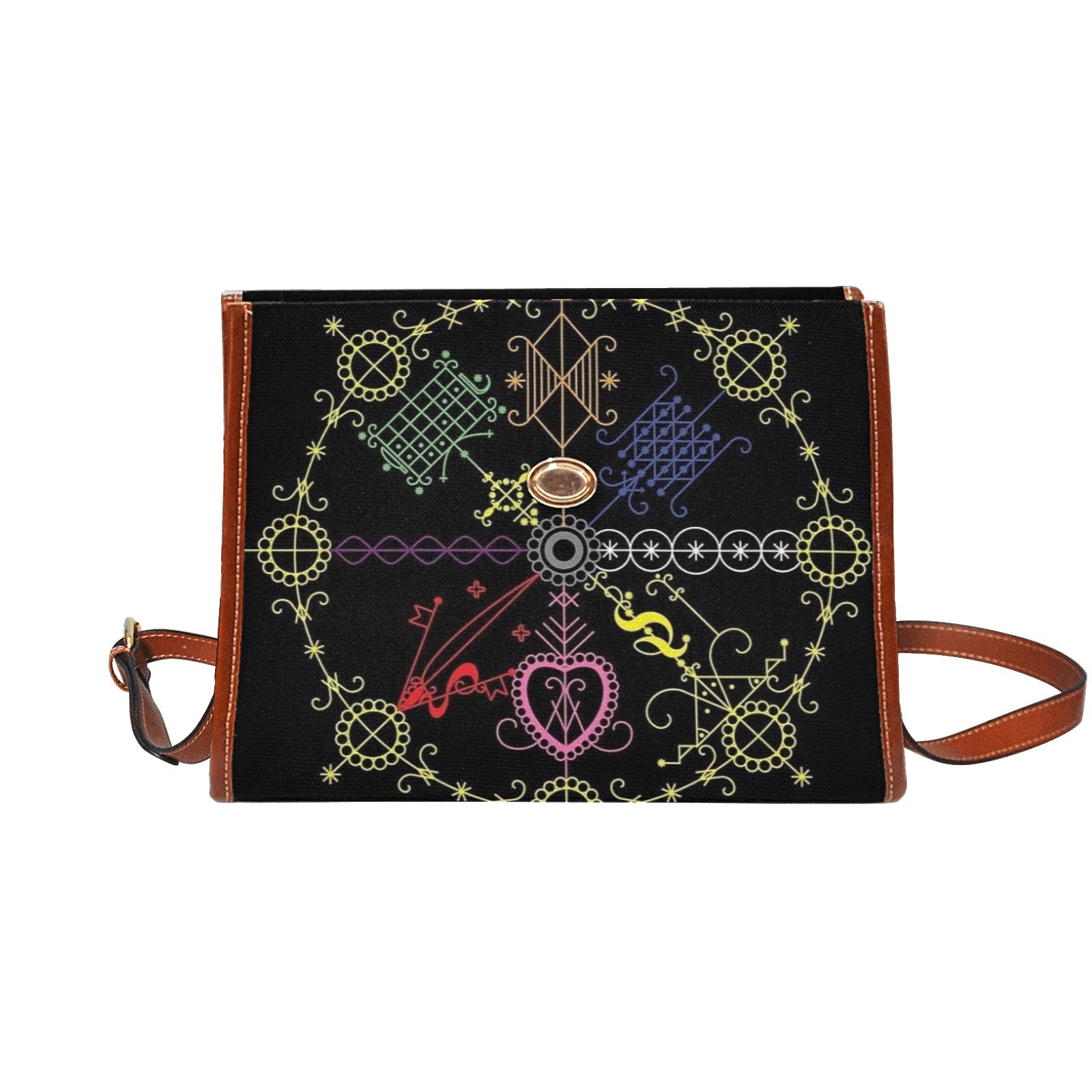 Milolo t s Waterproof Canvas Bag-Brown (All Over Print) (Model 1641)