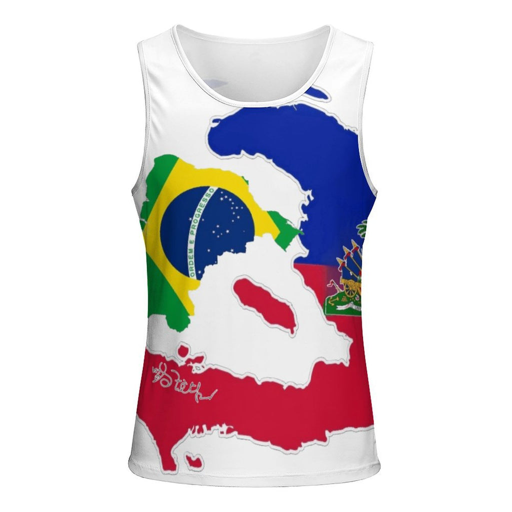 Men's Fitted All-Over Print Tank Top (BK)