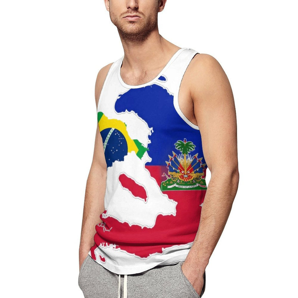 Men's Fitted All-Over Print Tank Top (BK)