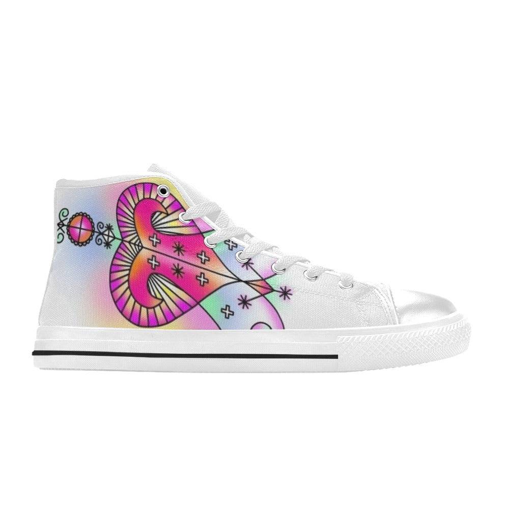 Erz By Tetpwav S Women's Classic High Top Canvas Shoes (Model 017)