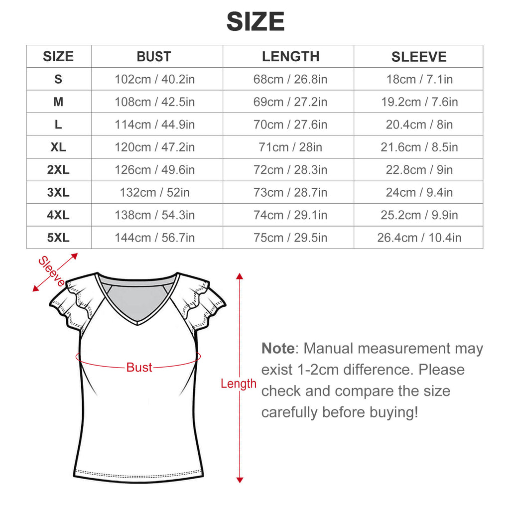 Women's Ruffle Sleeve V-Neck T-Shirt