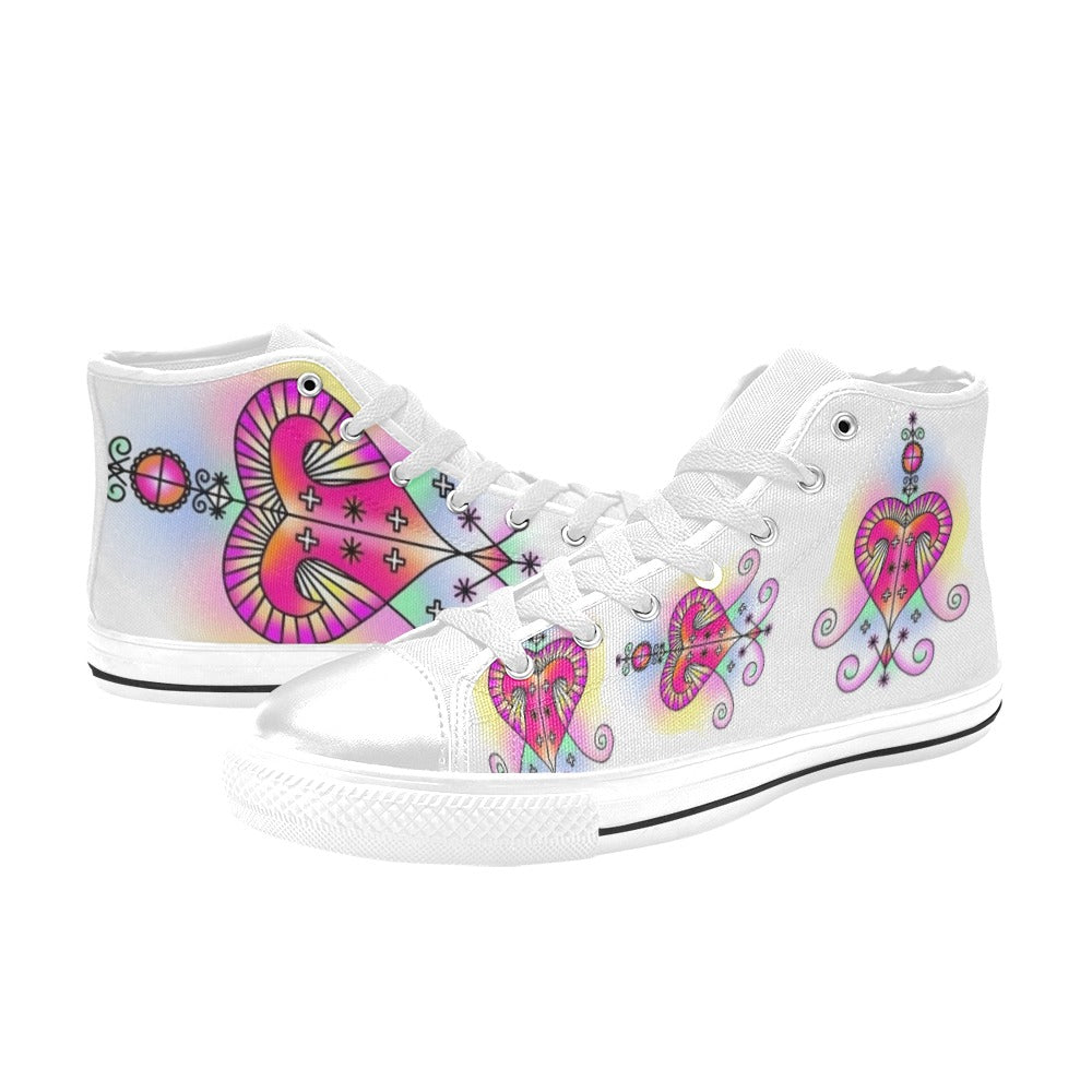 Erz By Tetpwav S Women's Classic High Top Canvas Shoes (Model 017)