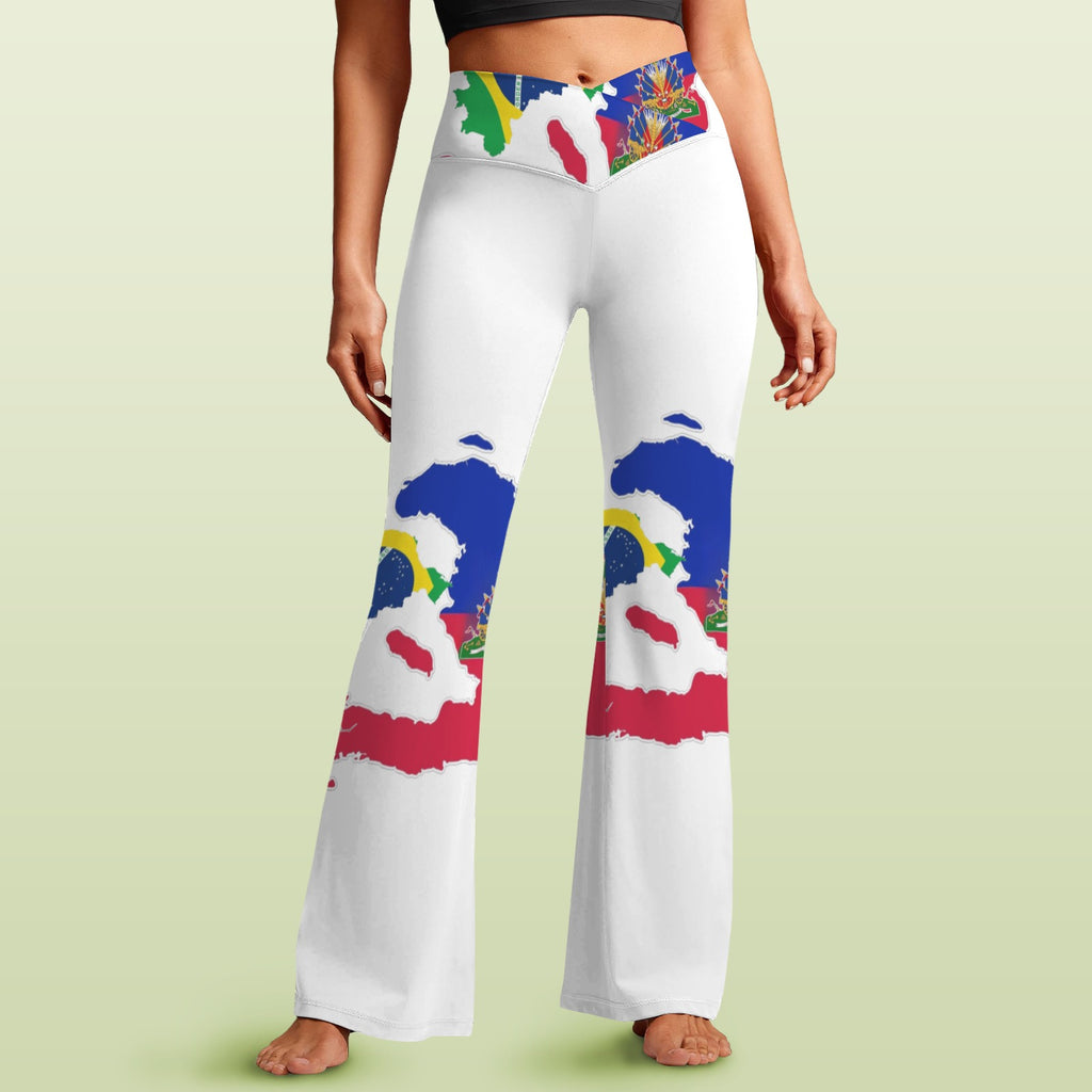 Hot Ayiti High Waist Crossover Tummy Control Flare Leggings