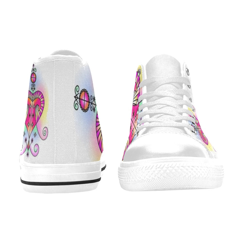 Erz By Tetpwav S Women's Classic High Top Canvas Shoes (Model 017)
