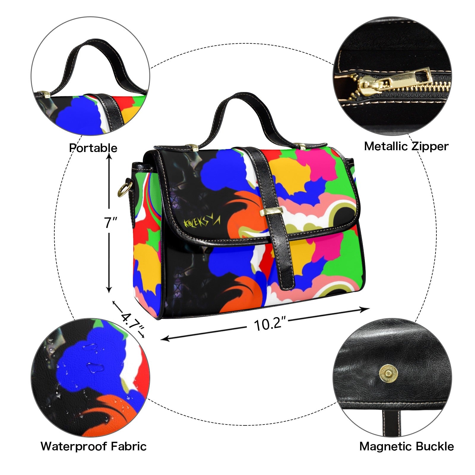 HotBag By Tetpwav Multi-Function Leather Satchel-Black (Model 1739)