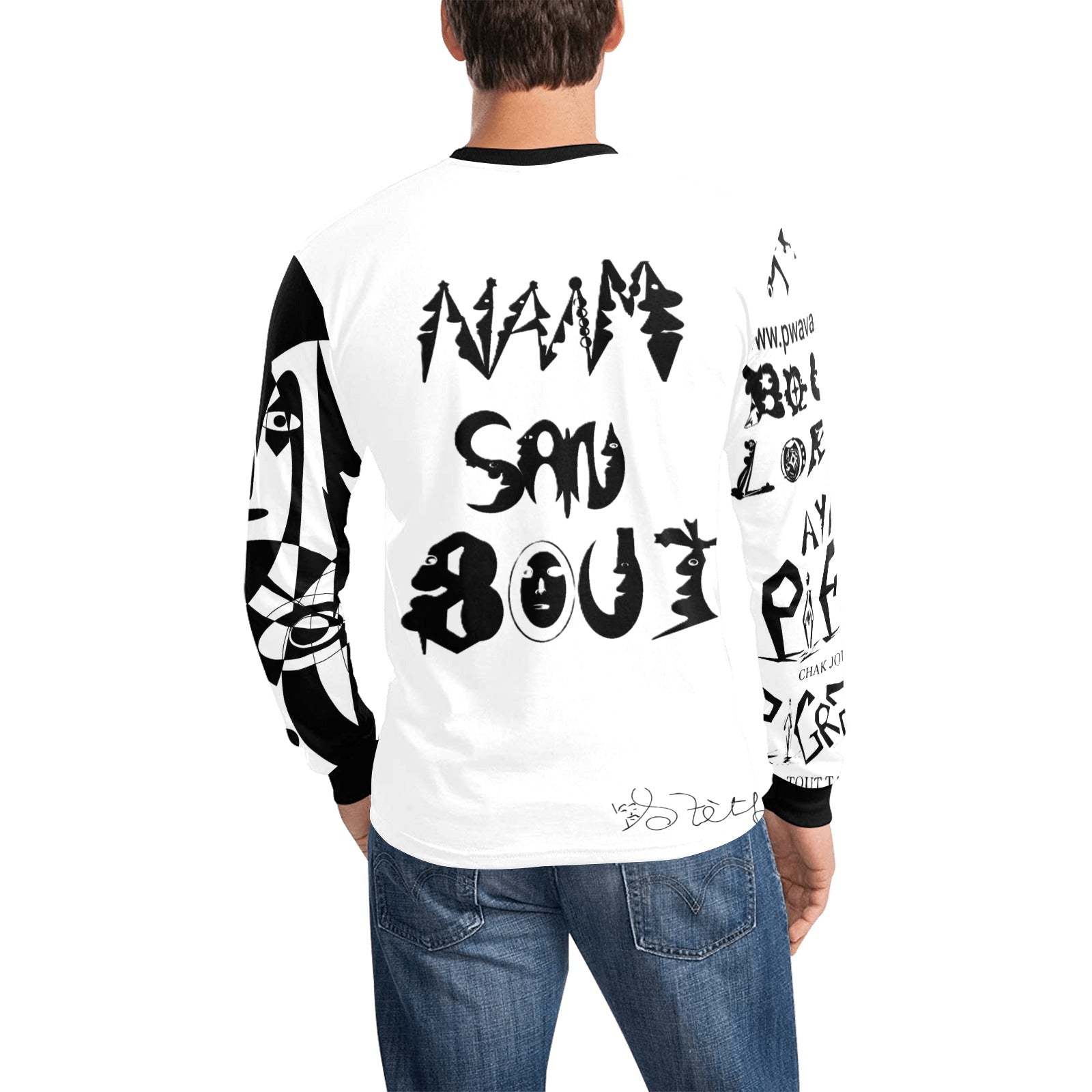 nanm b W By Tetpwav Men's All Over Print Long Sleeve T-shirt (Model T51)
