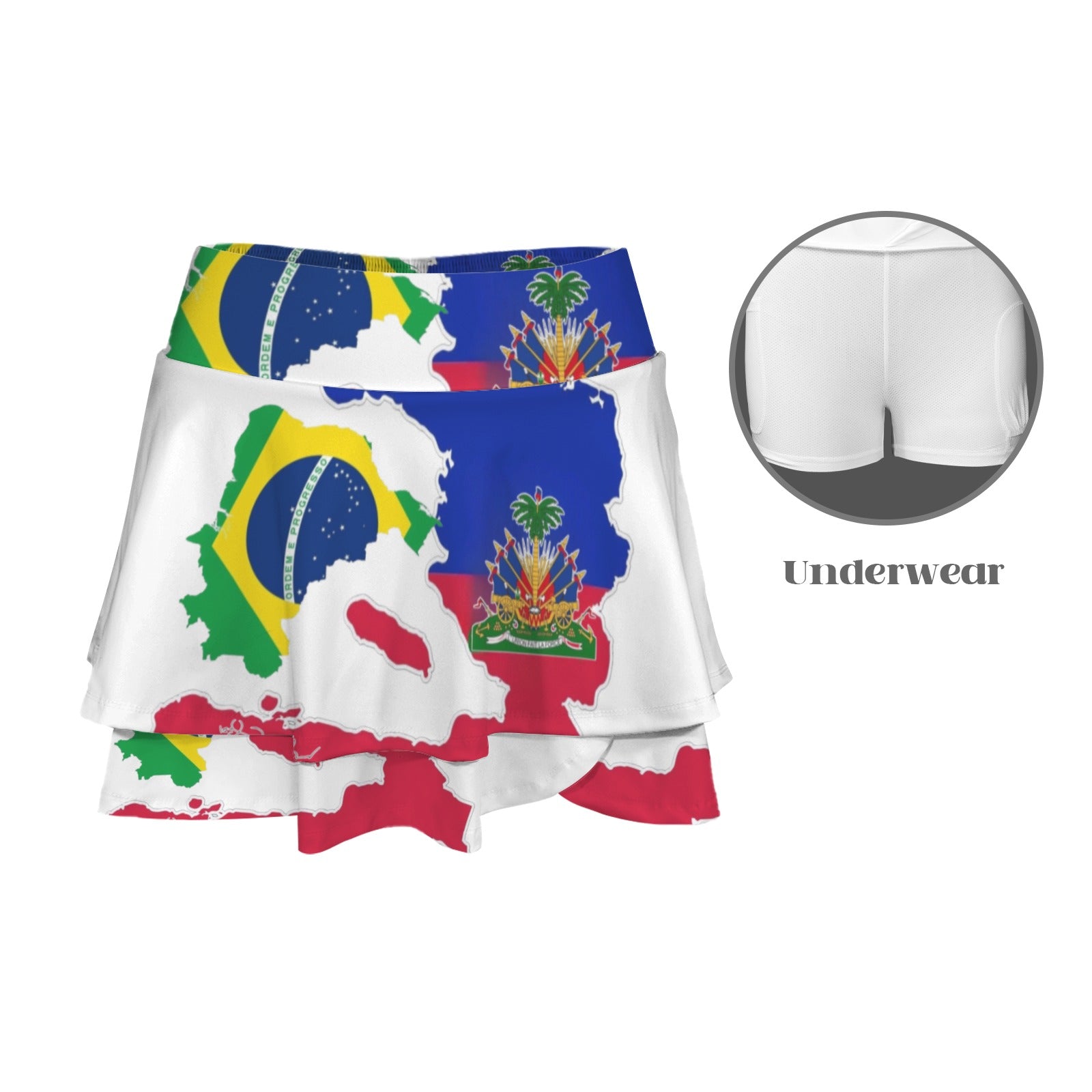 AyitiDamouBrazil High Waist Layered Ruffle Pockets Sports Skirt
