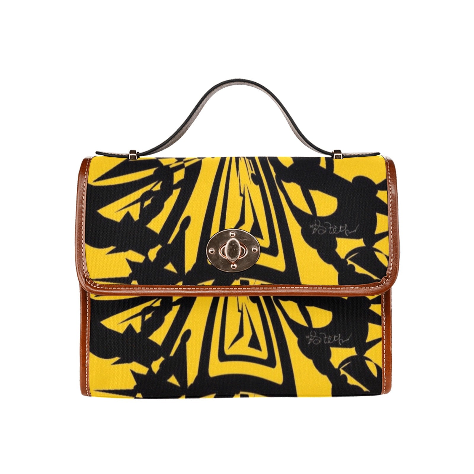 Hot Yellow  By Tetpwav ' Waterproof Canvas Bag-Brown (All Over Print) (Model 1641)