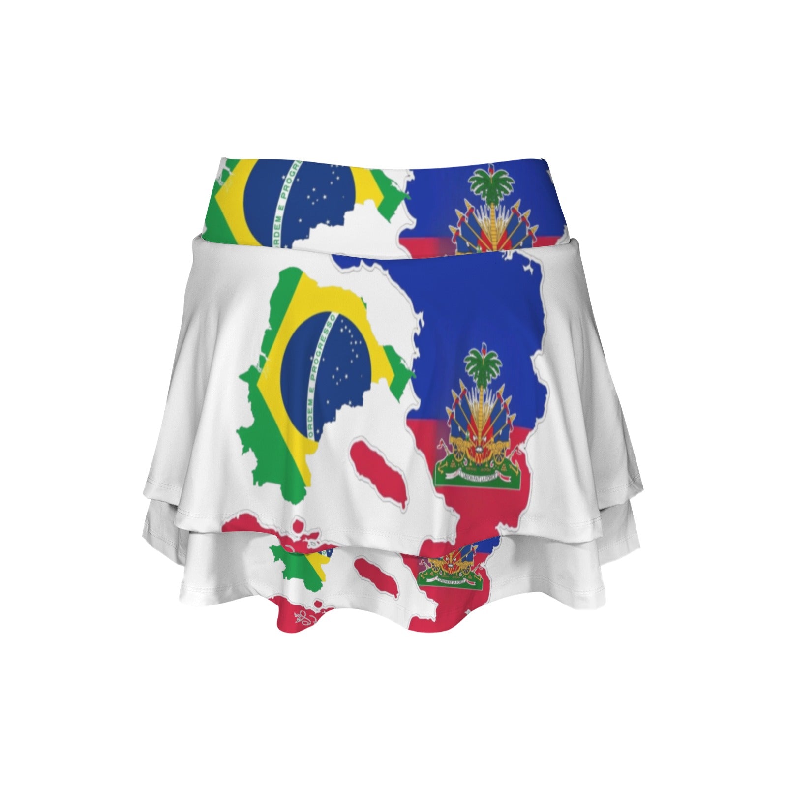 AyitiDamouBrazil High Waist Layered Ruffle Pockets Sports Skirt