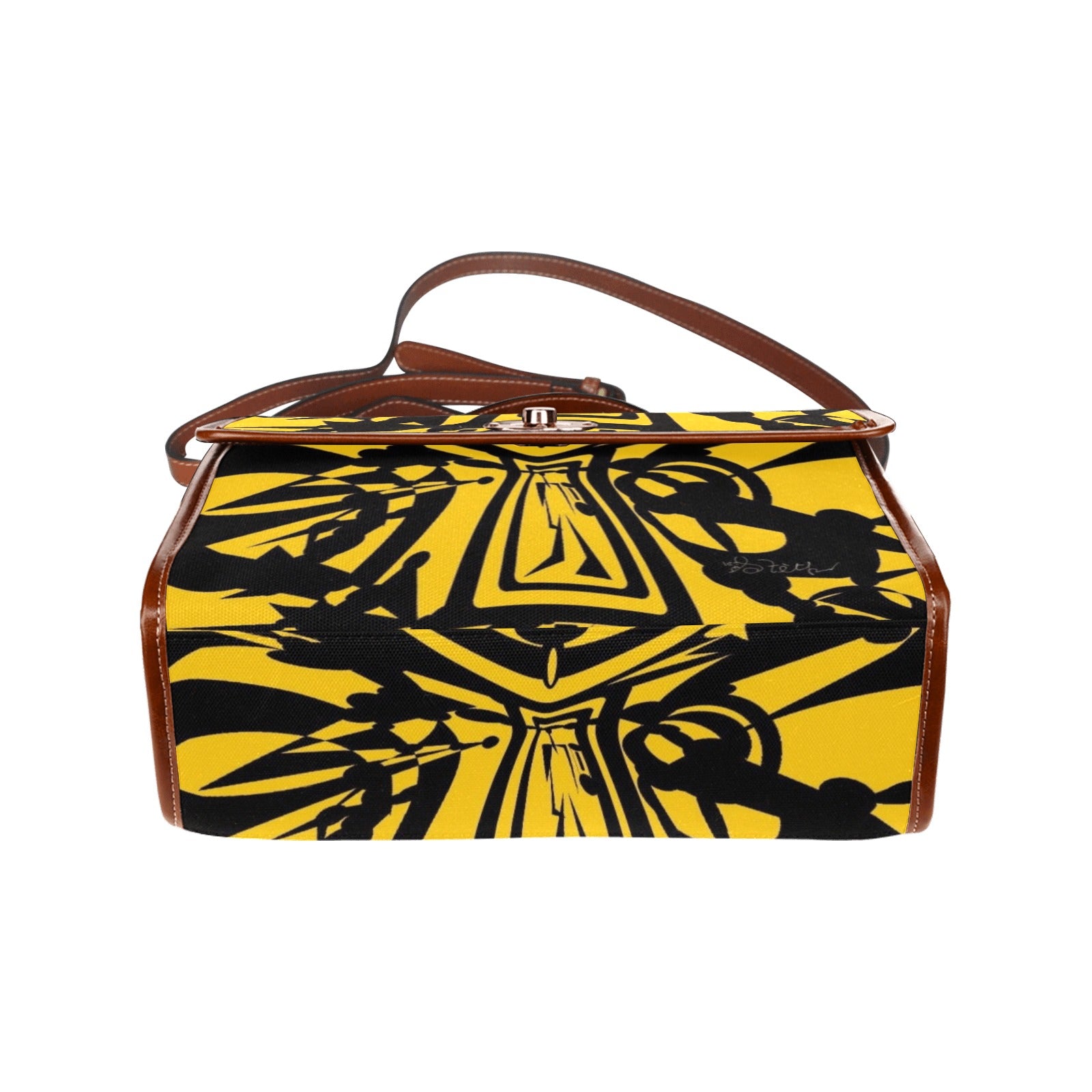 Hot Yellow  By Tetpwav ' Waterproof Canvas Bag-Brown (All Over Print) (Model 1641)