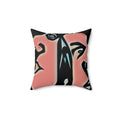 Abstract Retro Faces Throw Pillow — Pink Surrealist Decorative Cushion