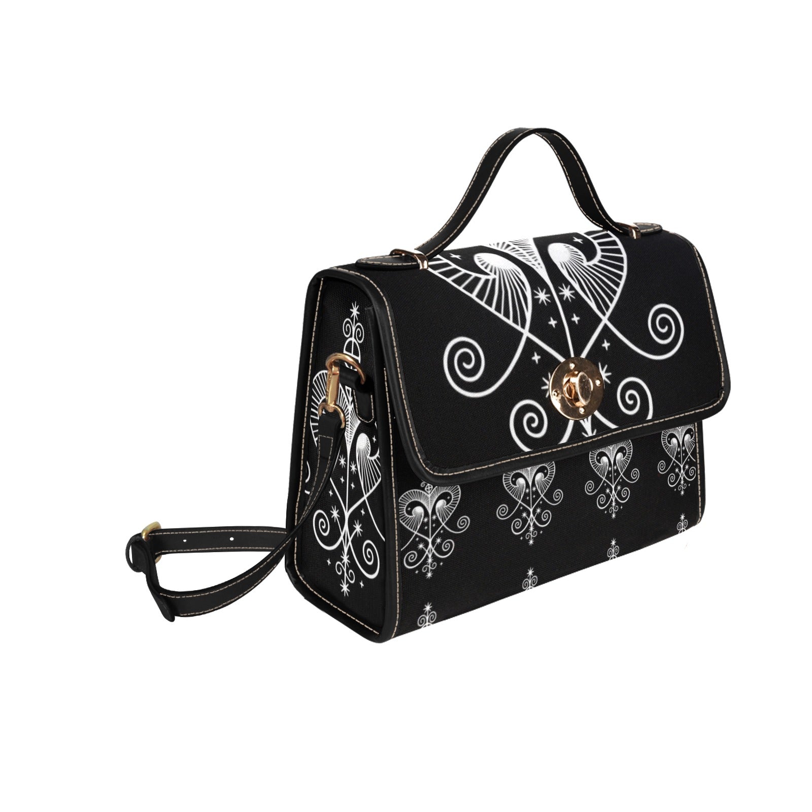 Ezbagnjk Waterproof Canvas Bag-Black (All Over Print) (Model 1641)
