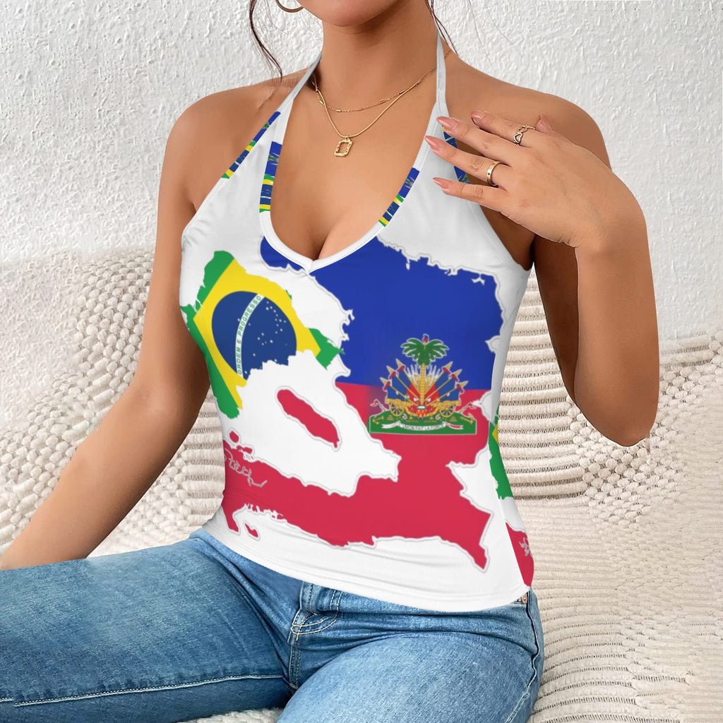 Belnetale Women's V-Neck Halter Top (Model T83)