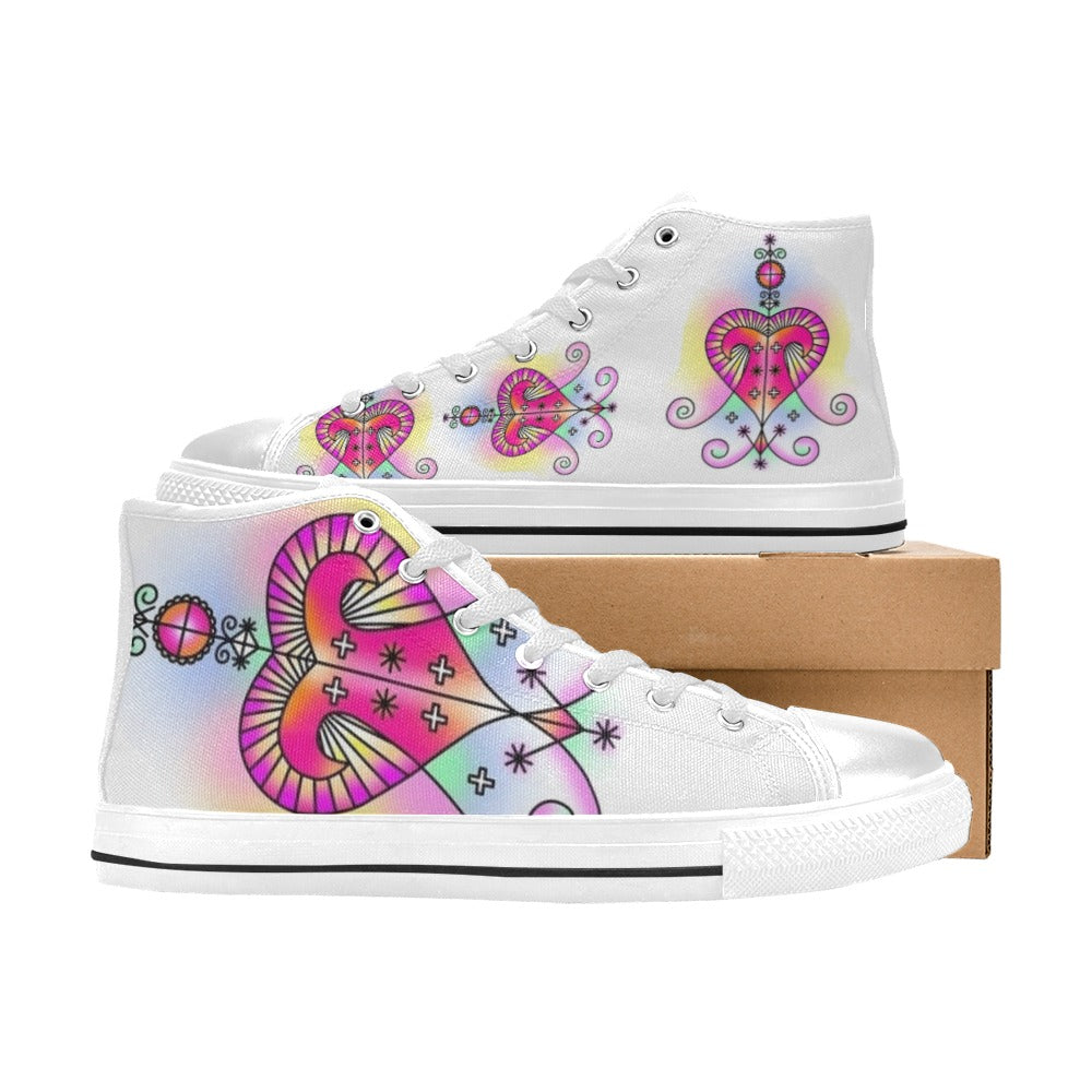 Erz By Tetpwav S Women's Classic High Top Canvas Shoes (Model 017)