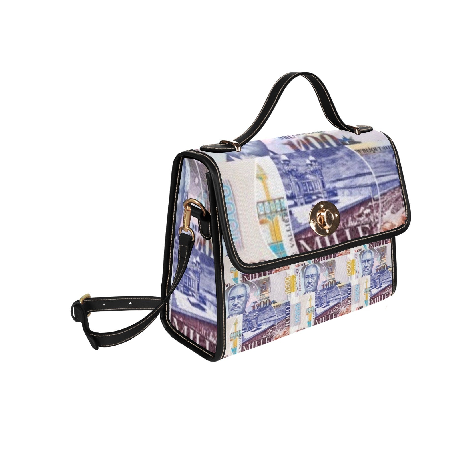 100 ts Waterproof Canvas Bag-Black (All Over Print) (Model 1641)