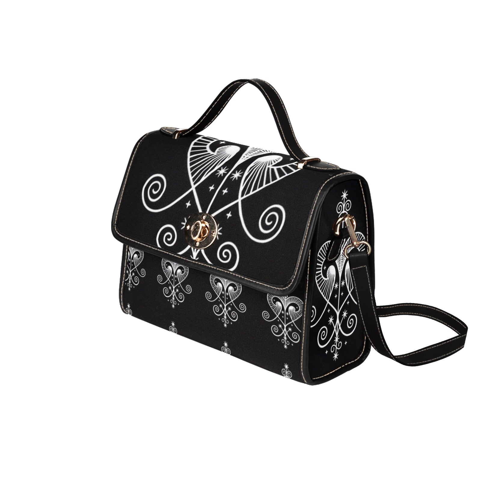 Ezbagnjk Waterproof Canvas Bag-Black (All Over Print) (Model 1641)