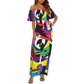 Pwav Long Rad Women's Off Shoulder Ruffle Boat Neck Dress (Model D71)