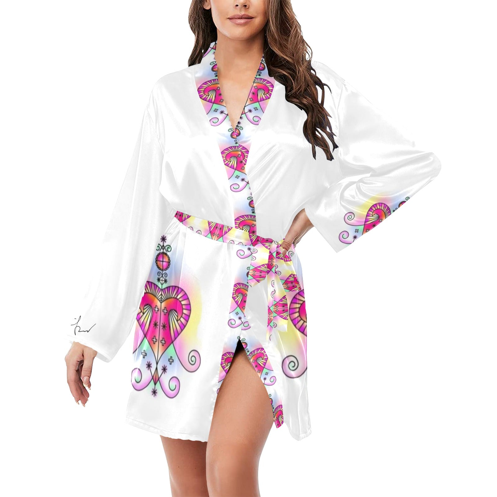 pwav signatipija Women's Long Sleeve Belted Night Robe