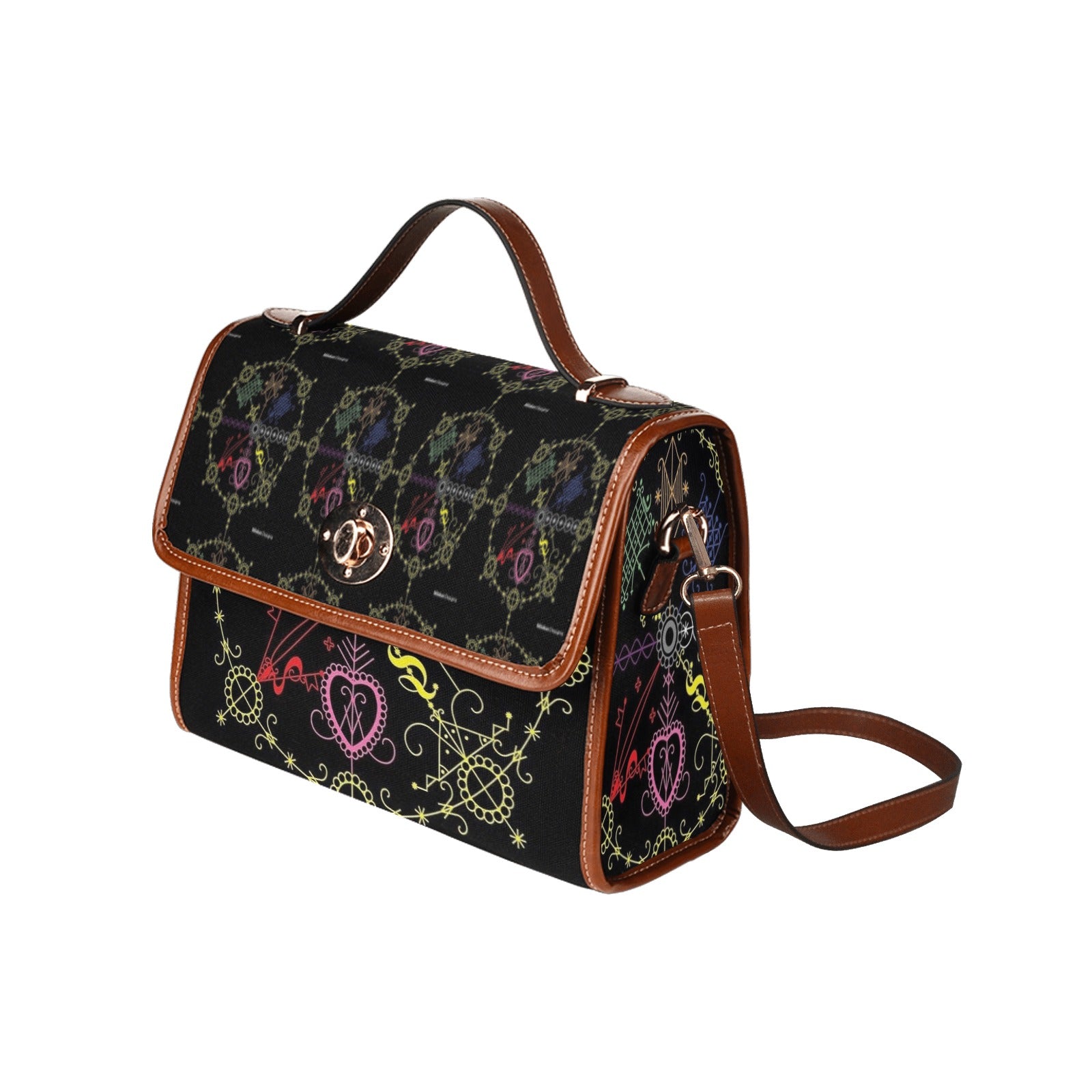 Milolo t s Waterproof Canvas Bag-Brown (All Over Print) (Model 1641)