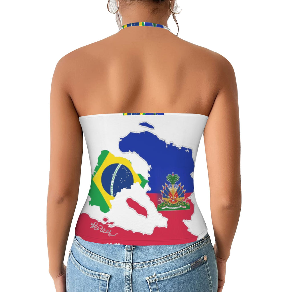 Belnetale Women's V-Neck Halter Top (Model T83)