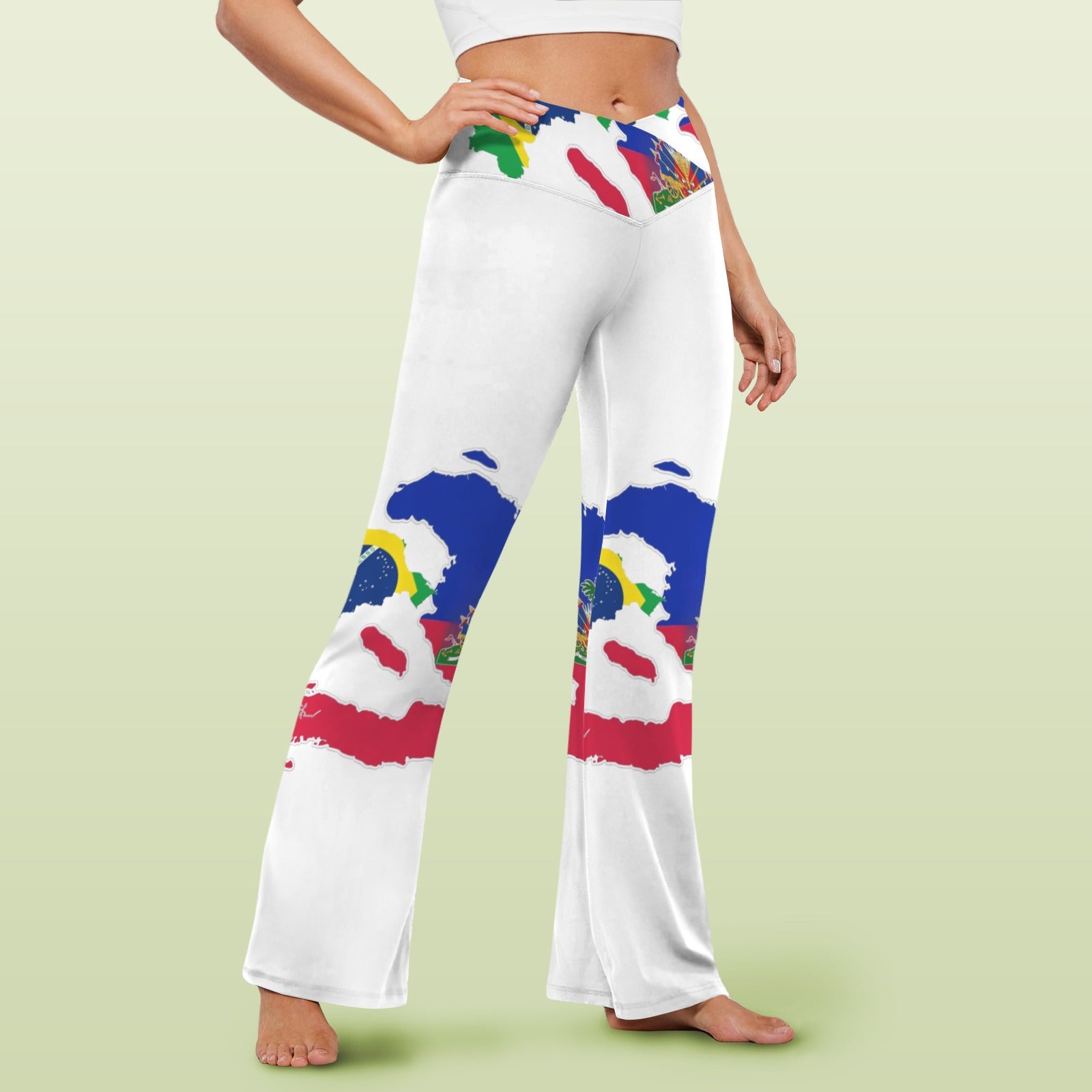 Hot Ayiti High Waist Crossover Tummy Control Flare Leggings