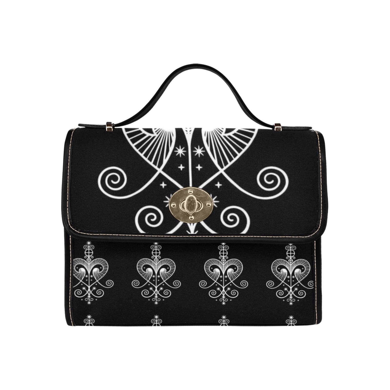 Ezbagnjk Waterproof Canvas Bag-Black (All Over Print) (Model 1641)